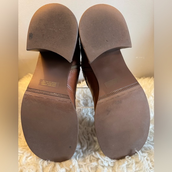 Vintage 90s Boot Leather Chunky Heel Harness Tan EUC sz 9 - Picture 4 of 14